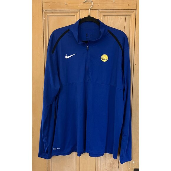 Nike Mens Golden State Warriors Dri-Fit Half Zip NBA Jacket Size XXL Blue AN EXC - Picture 1 of 11